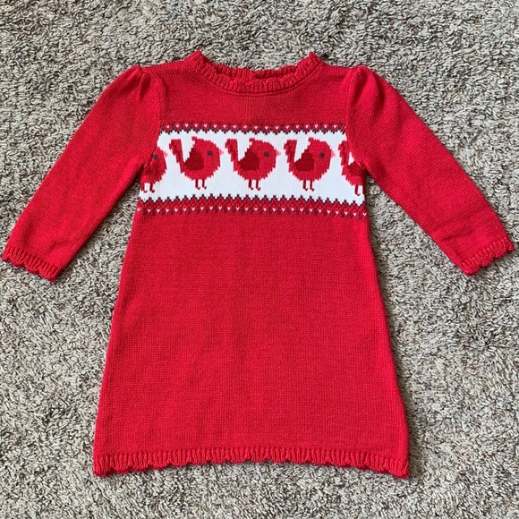 Gymboree Other - Gymboree Sweater Dress 6-12 Months Birds Red Baby